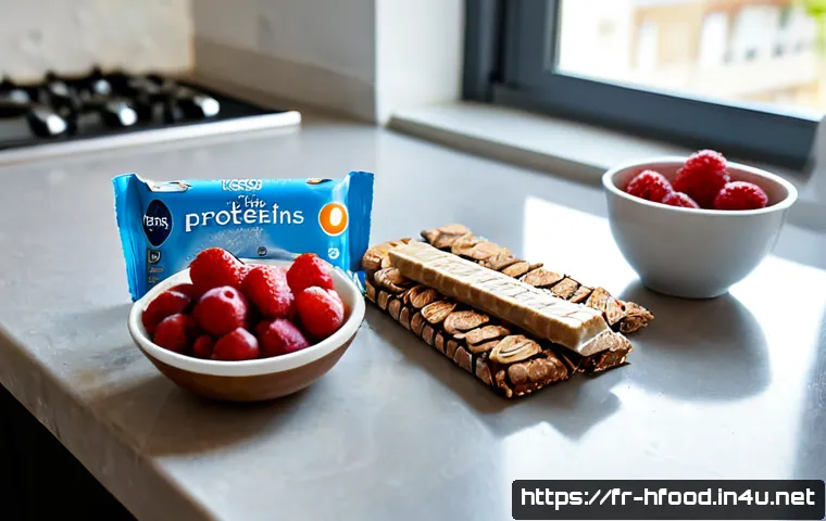 체중 감량에 효과적인 단백질 바 추천 - Photorealistic healthy weight-loss snack comparison on a bright French apartment kitchen counter: tw...